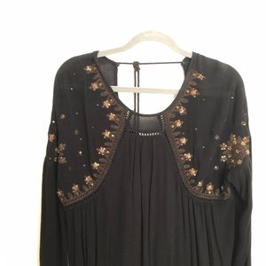 Black embroidered & sequins top